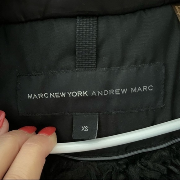 Marc New York black long faux fur jacket hood womens size XS - Picture 13 of 13